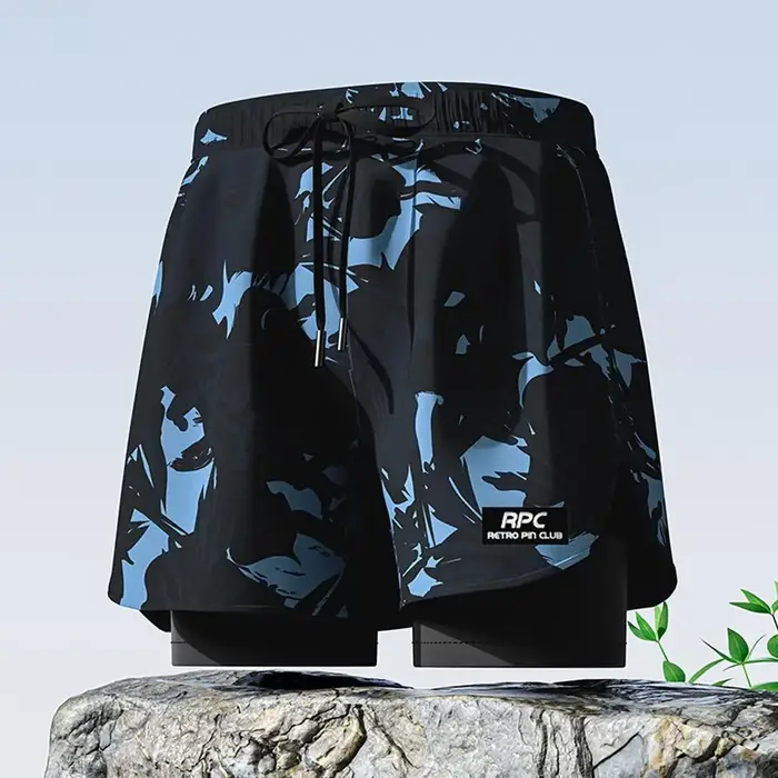 Maillot de bain 2 en 1 homme - Short compression séchage rapide course gymnastique