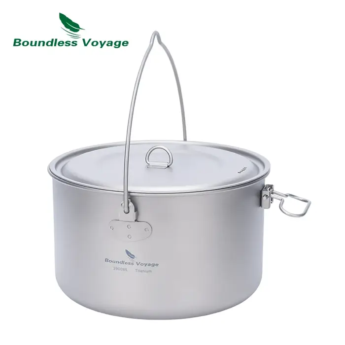 Pot de camping titane 2900ml léger - Marmite suspendue pour randonnée et trekking homme