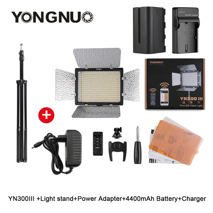 YongNuo YN300 III YN300III 3200k-5500K CRI95 Lumière vidéo LED pour appareil photo, optionnelle avec