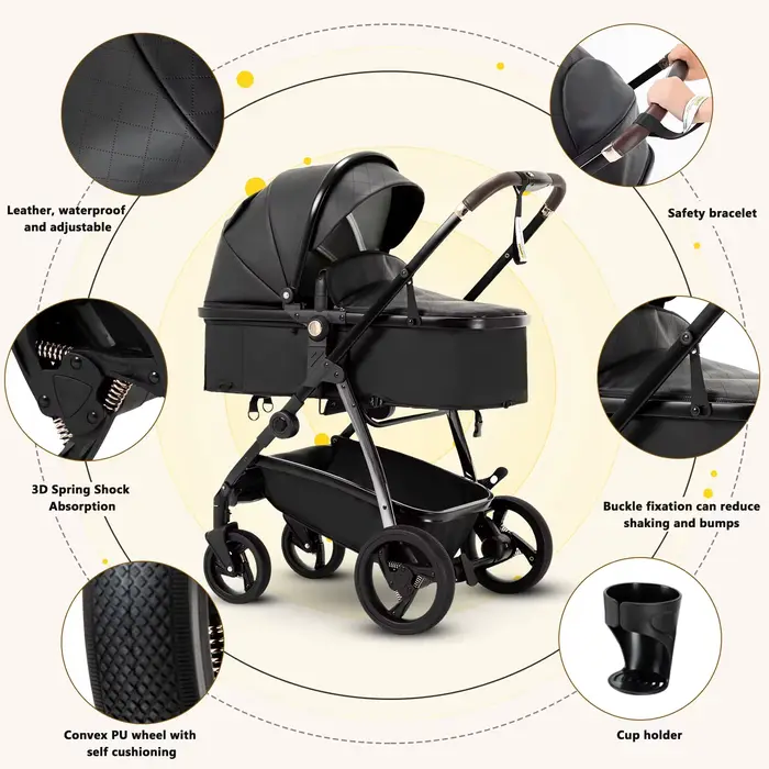 Poussette bébé 3 en 1 landau Portable luxueux voyage landau haute paysage nouveau-né bébé poussette 