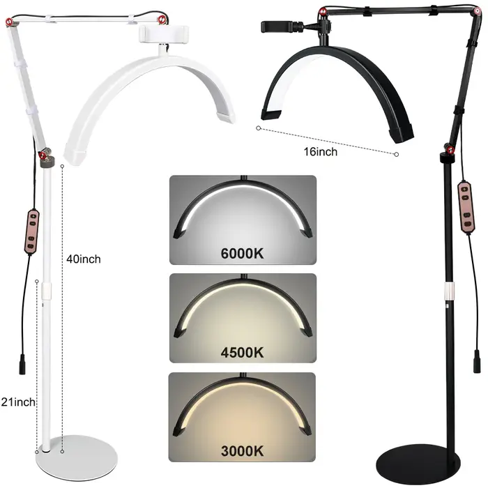 Lampe LED demi-lune 180 LED pour extensions de cils, tatoueurs et esthéticiennes, avec support de té