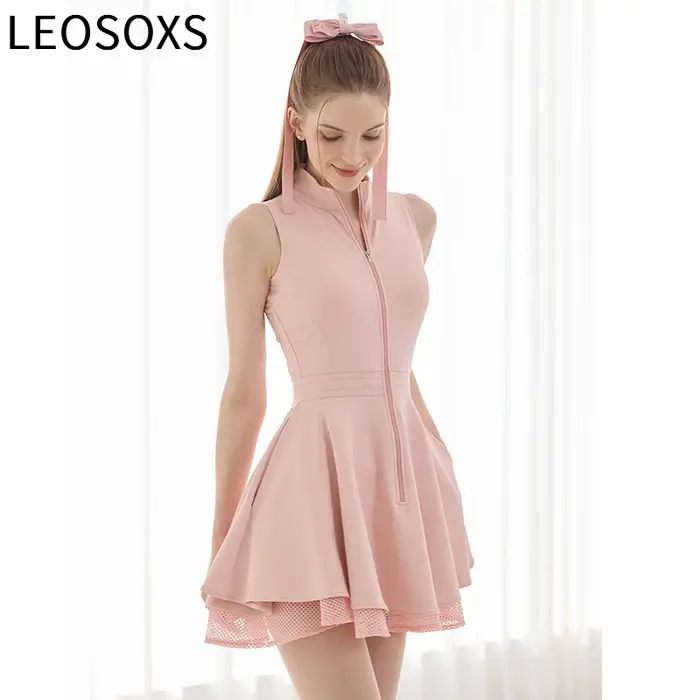 Polo robe de Tennis coussinets de poitrine Shorts doux haute extensible jupes de Fitness contrôle du