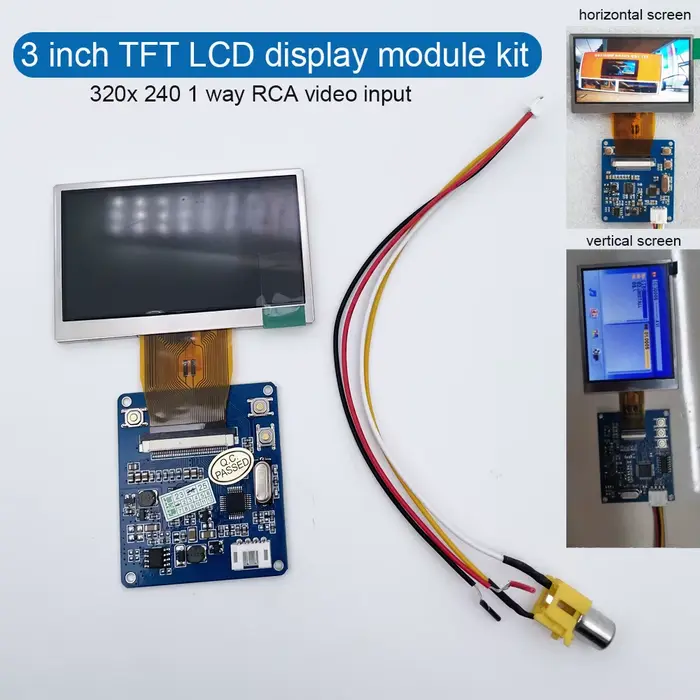 Kit de module d'affichage LCD TFT 3 pouces 320x240 avec entrée vidéo RCA 1 voie DC5V-12V pour écran 