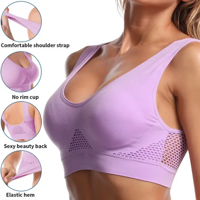 Soutien-gorge de sport sans coutures pour femmes - Maille respirante et antichoc taille 6XL
