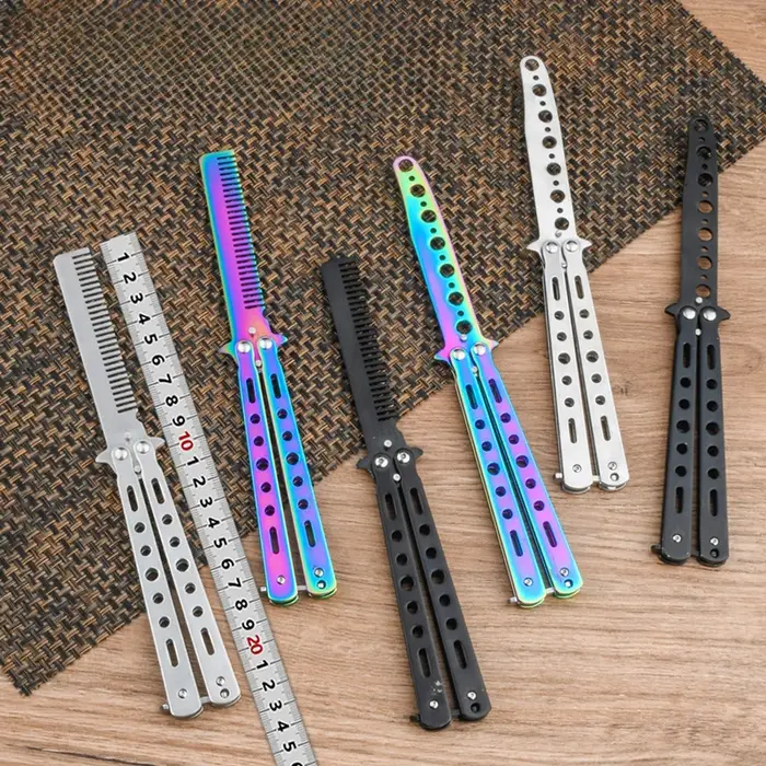 Couteau d'entraînement papillon portable pliable CSGO Balisong Trainer, couteau de poche à lame non 