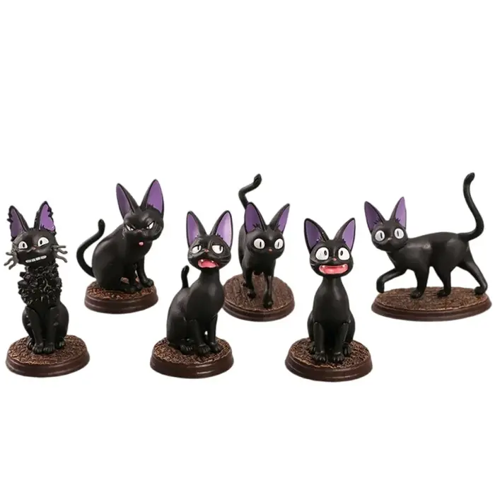 6 pièces/ensemble dessin animé chat noir Jiji Gigi Figure PVC Action jouet poupée modèle ensemble ch
