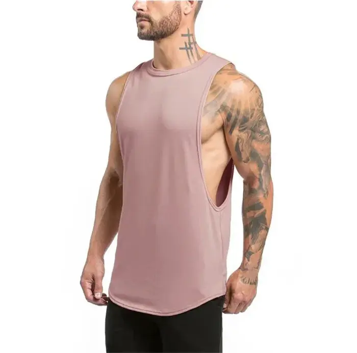 Vêtements de sport unis pour hommes, débardeur de musculation, débardeur d'été en coton découpé, gil