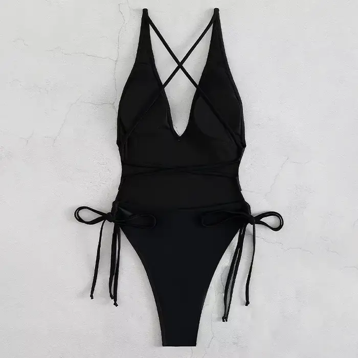 Solide à lacets maillot de bain femme Sexy une pièce maillot de bain maillots de bain pour femmes Pu
