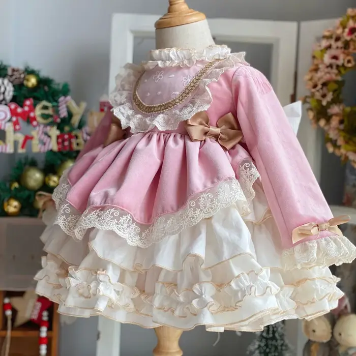 Robe de princesse en dentelle pour filles, Style palais, noël, carnaval, nouvel an, nœud papillon, f