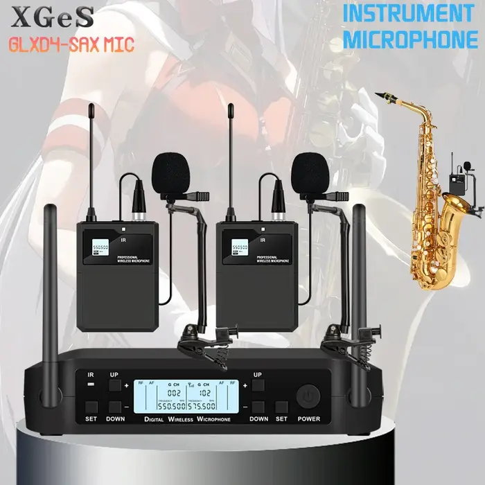 Instruments sans fil UHF réels, récepteur de microphone de saxophone, émetteur de point mort 200, id