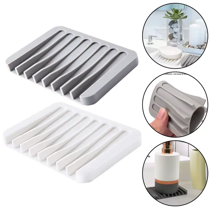 Porte-savon auto-drainant en Silicone de haute qualité, 1/2 pièces, porte-savon innovant, économiseu