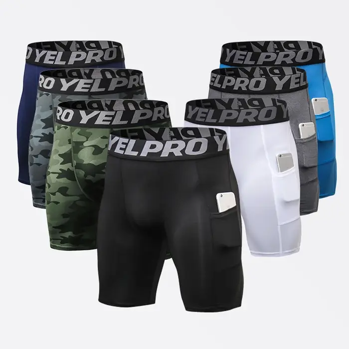 Short de Sport hommes Compression short de course avec poche séchage rapide entraînement short de Sp