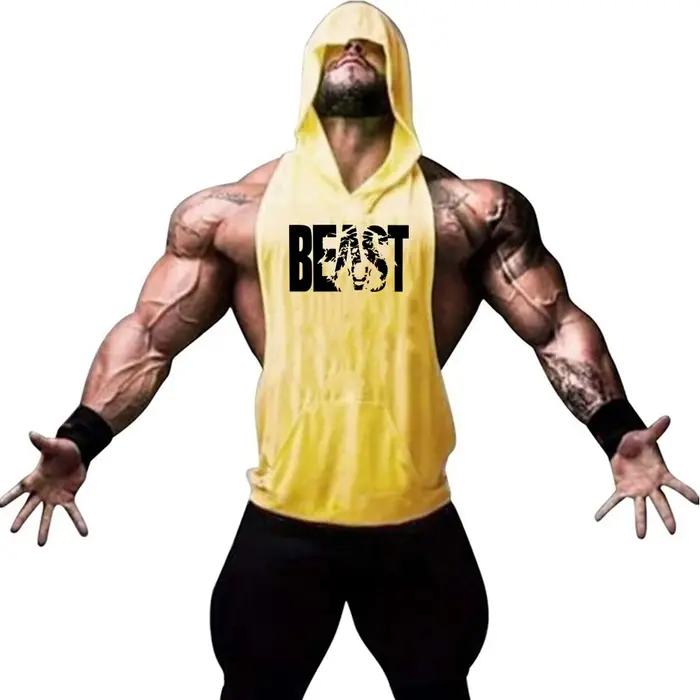 Gilet à capuche confortable hommes sweat décontracté fitness entraînement lettre imprimée mode estivale