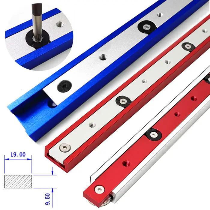 Pistes en T en alliage d'aluminium, fente de piste d'onglet et barre d'onglet, scie de Table couliss