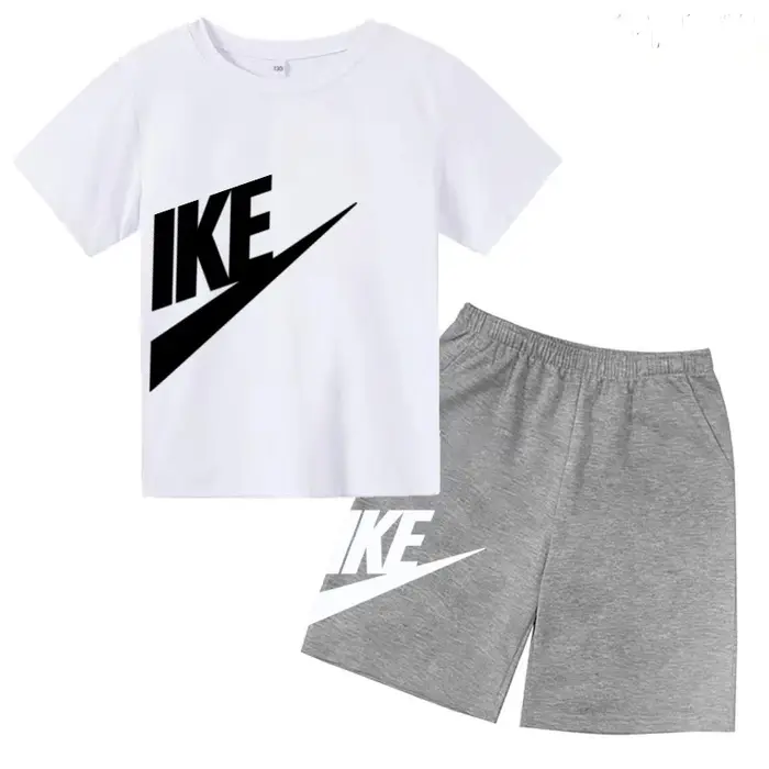 Ensemble deux pièces pour enfants, manteau de marque, t-shirt à col rond + short, vêtements à la mod