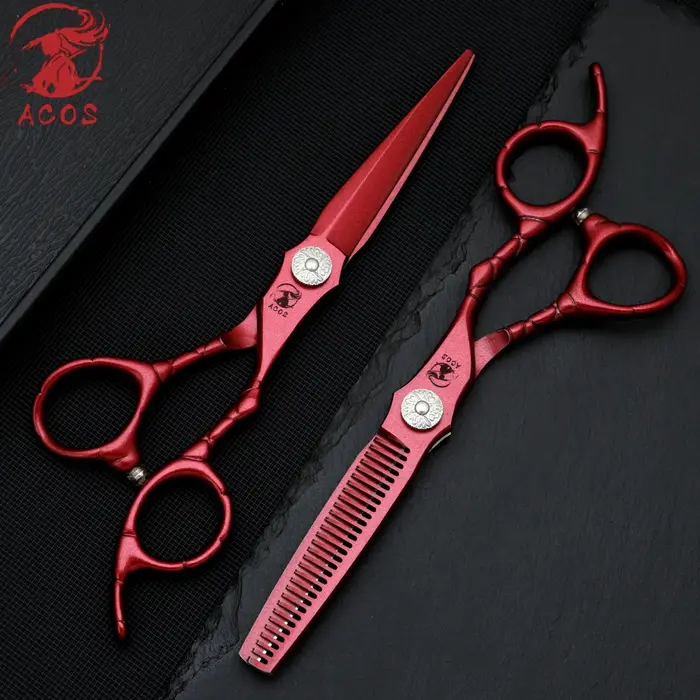 Ensemble de ciseaux de barbier professionnels ACOS, acier 440C, ciseaux à effiler les cheveux de 6 p