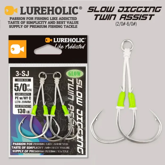 3-SJ – hameçons de pêche à gabarits lent, double assistance, lueur, brème de mer, accessoires de pêc