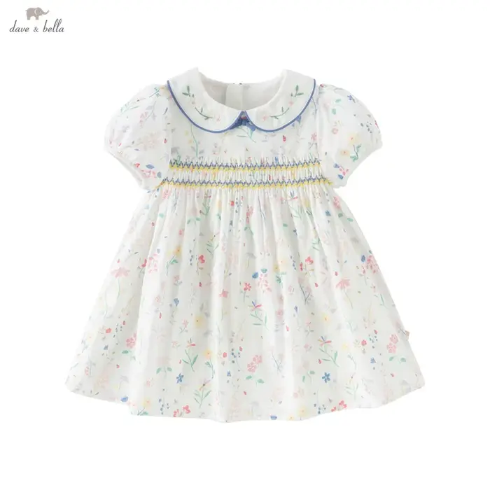 Dave Bella été filles bébé princesse robe charme élégant mignon imprimé fleuri enfants coton robe fê