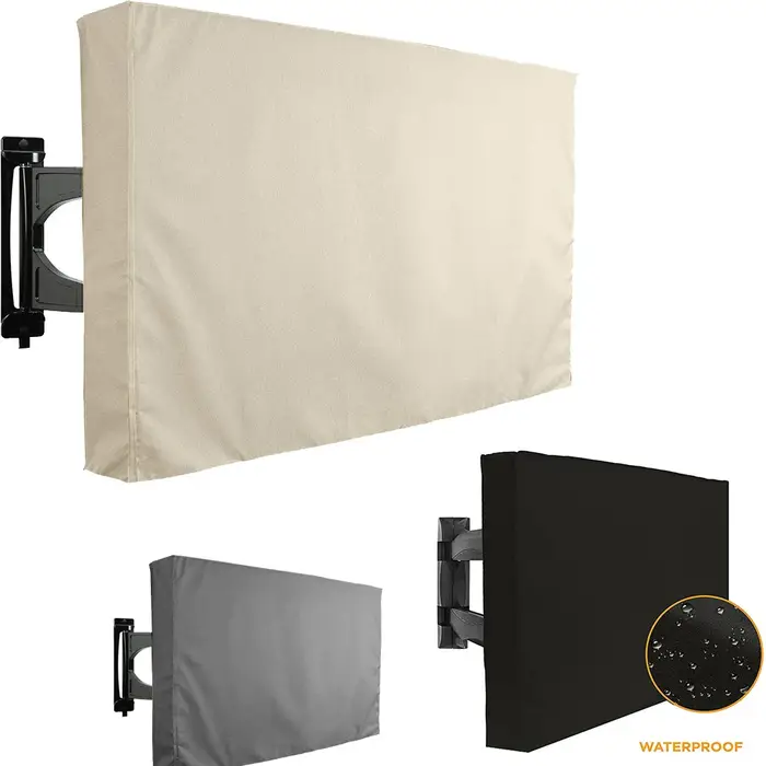 Juste de protection beige pour TV d'extérieur, résistante aux intempéries et à la poussière, pour éc