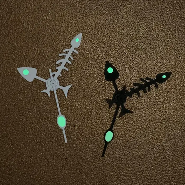 Aiguilles en acier pour montres, aiguilles en os de poisson, pointeur vert lumineux, pièce de rechan