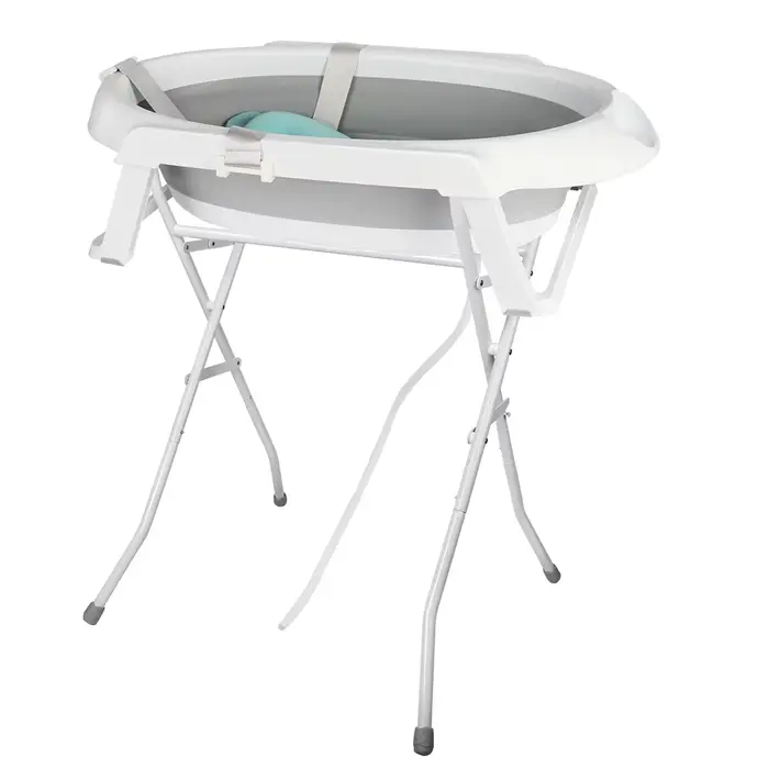 Baignoire Bébé Pliable Sur Pied – Grande Baignoire Avec Support / Coussin / Kit De Drainage – Bassin
