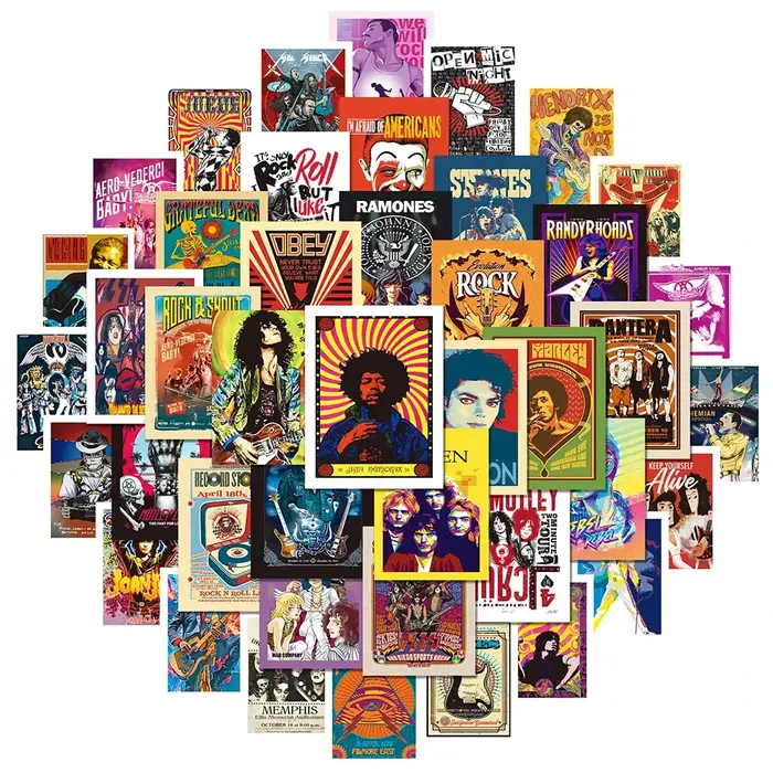 10/25/50pcs classique Rock musique affiche Graffiti autocollants pour Fans guitare décoration bricol