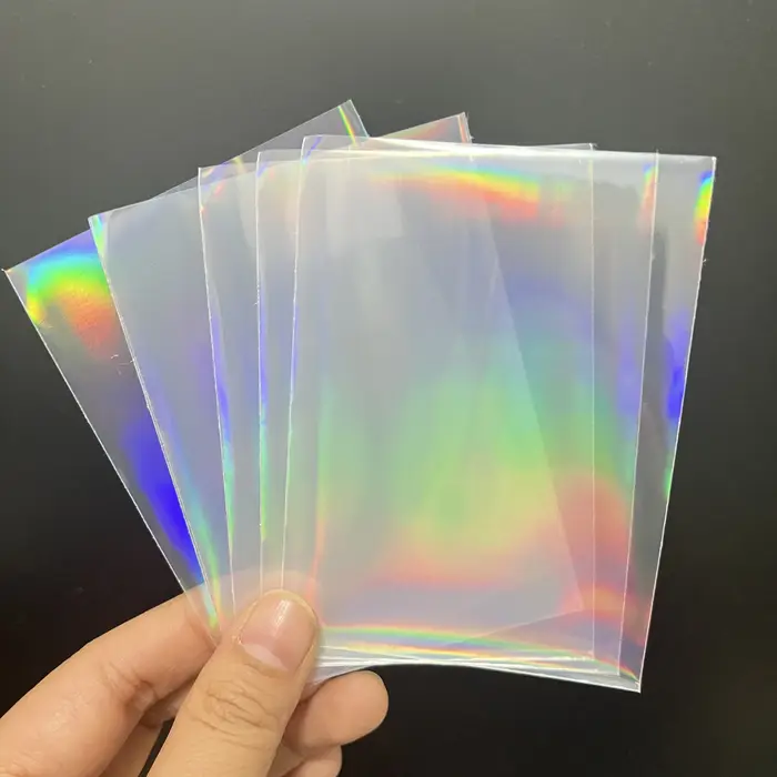 Protecteurs holographiques pour cartes de jeu TCG, 50 pièces, 65x90mm, manchons en aluminium laser, 