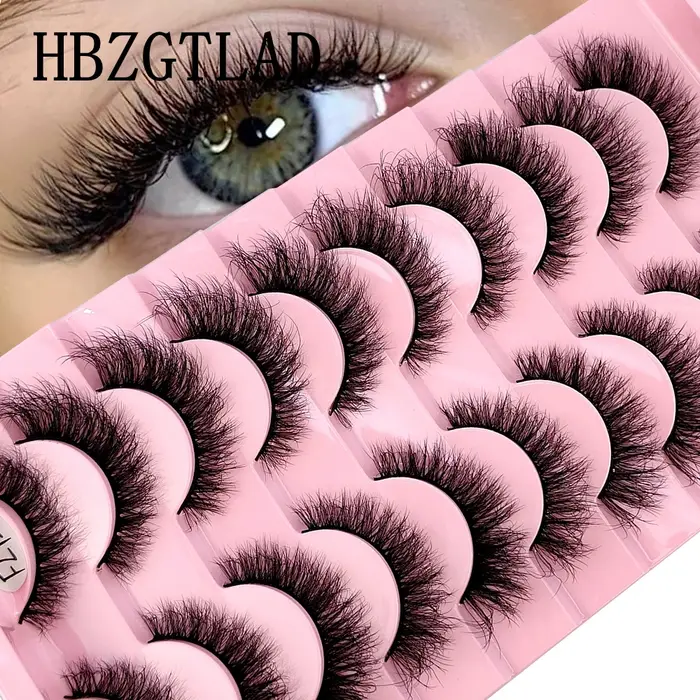 Faux-cils 3D en faux vison, 10 paires, faits à la main, naturels, nude, maquillage, simulation, croi