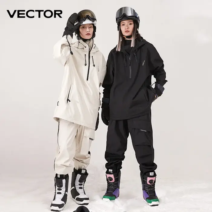 Veste de Ski de couleur unie pour hommes et femmes, pantalon de Ski chaud, coupe-vent, salopette d'h