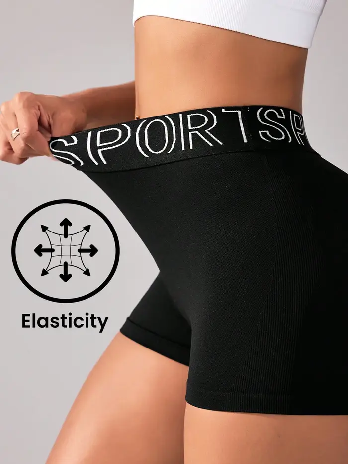 Short d'entraînement froissé femme sans couture - Taille haute contour pour yoga gym et motard