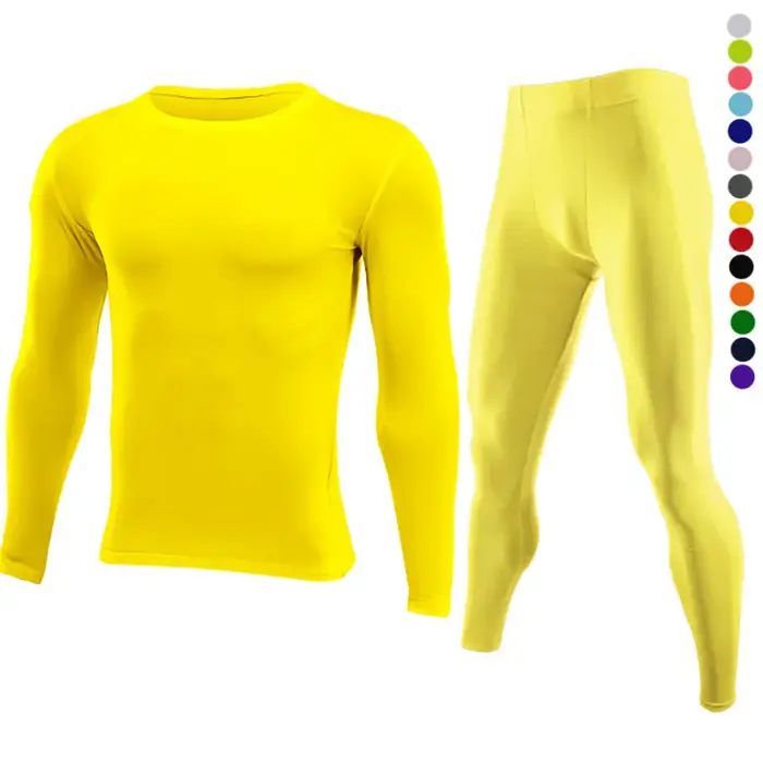 Ensemble fitness Dean M pour homme - Long tee et leggings collants pour sport outdoor et intérieur