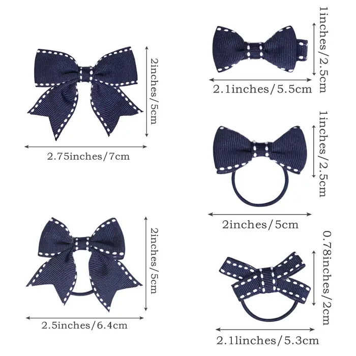 Lot de 10 pinces à cheveux, barrettes, nœuds et élastiques pour filles, accessoires pour l'école, ve