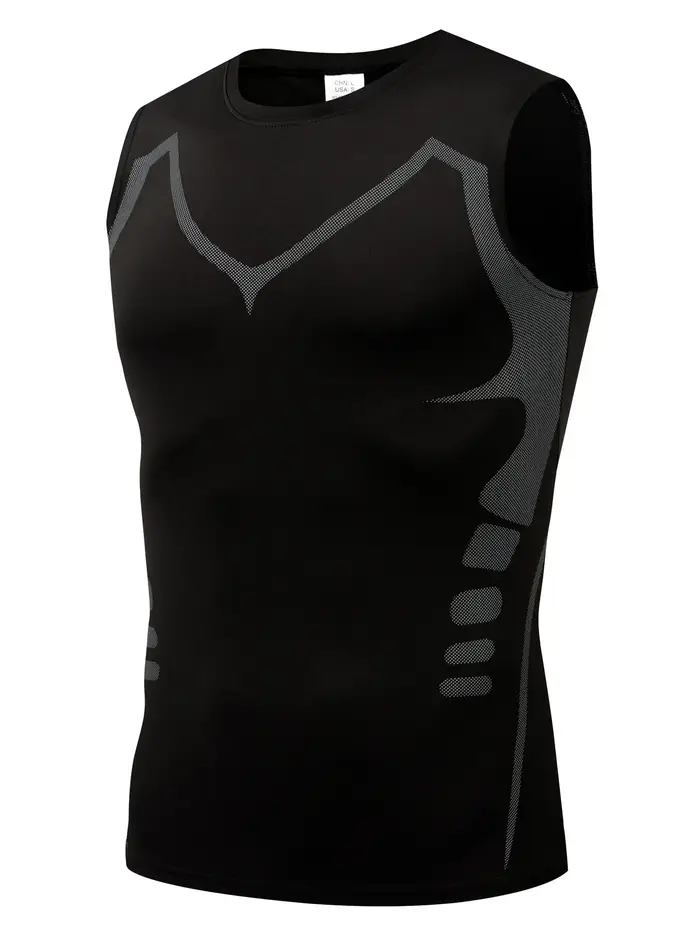 Gilet de sport compression homme - Fitness respirant séchage rapide pour basket course cyclisme