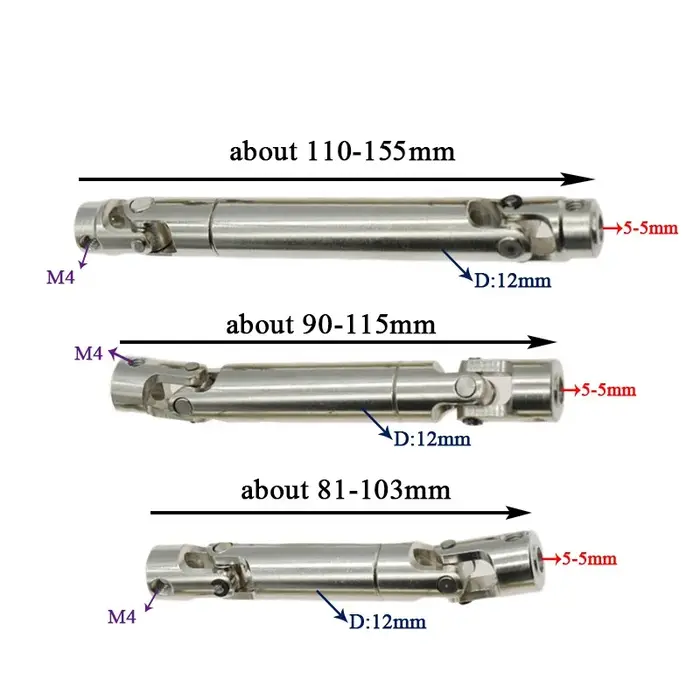 Arbre d'entraînement en métal M2 M4, 1 pièce, 2mm 3mm 4mm 5mm, arbre de transmission CVD pour voitur
