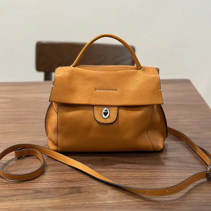 Sac à main femme Johnature 2026 Automne Nouveau, fait main, rétro, en cuir véritable, polyvalent, en