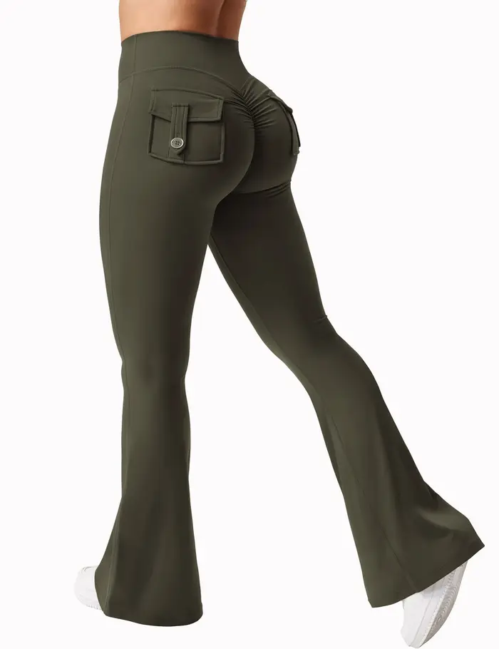 Leggings de yoga femme jambes larges extensibles 2024 - Compression poches sensation nue fitness travail