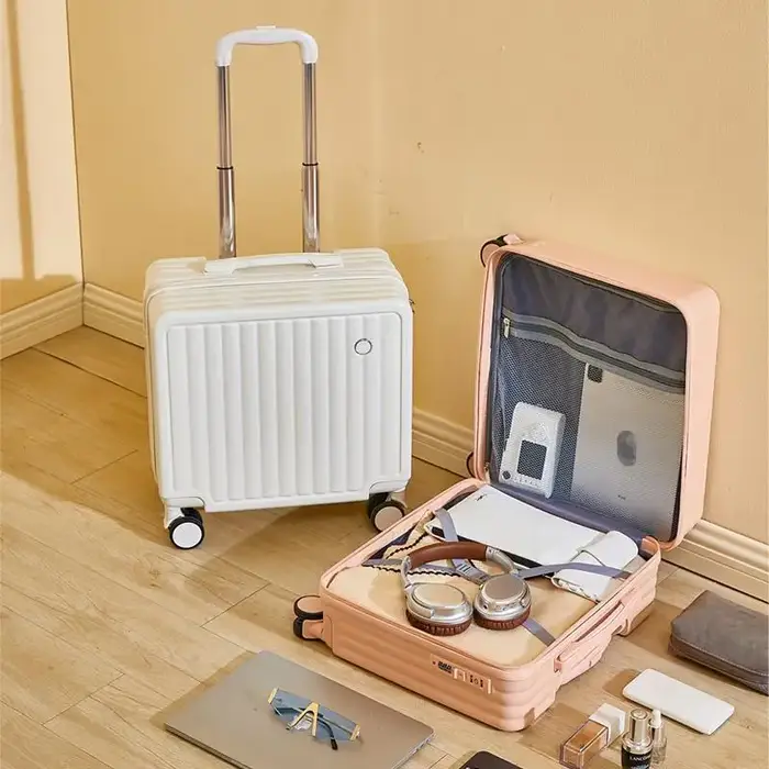 Valise de voyage de 18 pouces, jolie valise de compagnie aérienne, boîte à mot de passe, roue silenc
