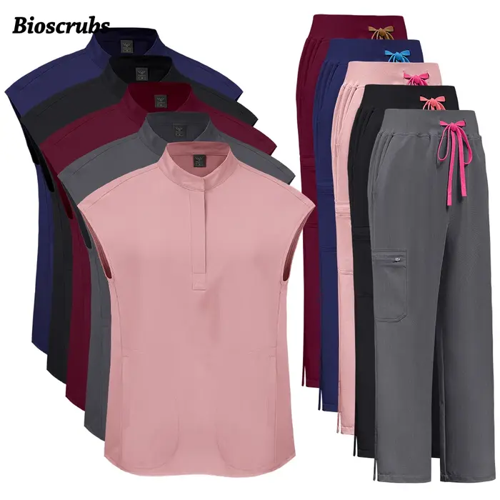 Ensemble de vêtements de travail de haute qualité pour techniciennes de beauté et professionnelles de la santé blouse et pantalon d'hôpital d'été uniforme chirurgical avec poche pour soins médicaux et beauté
