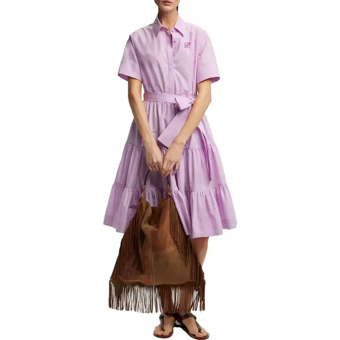 CHCH 2025 femmes robe été bureau dame élégante à manches longues couleur unie chemise robe d'été déc