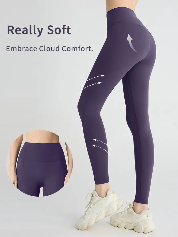 Leggings yoga femme sensation nude taille haute - Pantalon fitness respirant pour sport