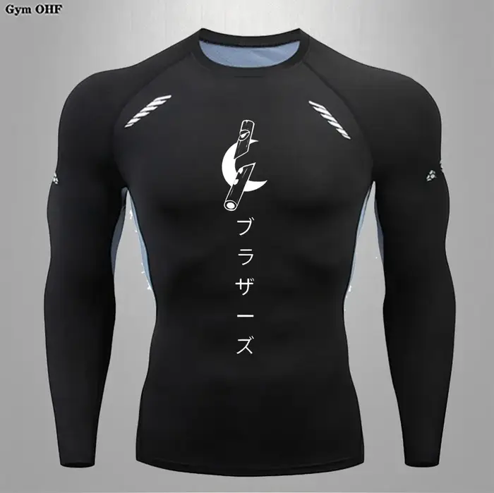 T-shirt fitness anime homme manches longues rashguard - Compression séchage rapide boxe