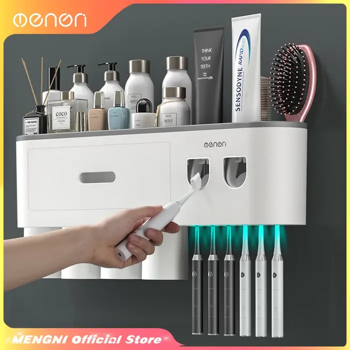 MENGNI-support de brosse à dents à Adsorption magnétique inversée, presse-dentifrice automatique mur