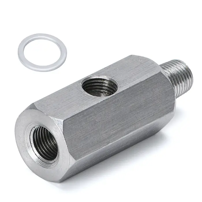 Capteur de pression d'huile BSPT en acier inoxydable, 1/8 pouces, adaptateur en T Sendor vers jauge 