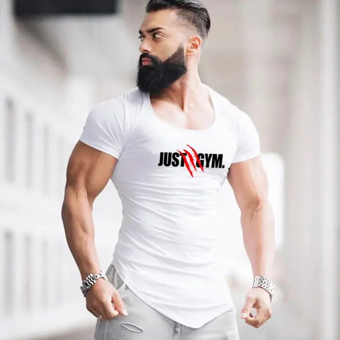Économie de sport en coton respirant pour hommes, chemises à manches courtes, coupe couvertes, muscu