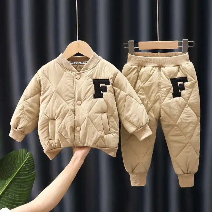 Ensembles de vêtements d'hiver pour garçons, manteau et pantalon chauds, mode alphabet, olympiques p