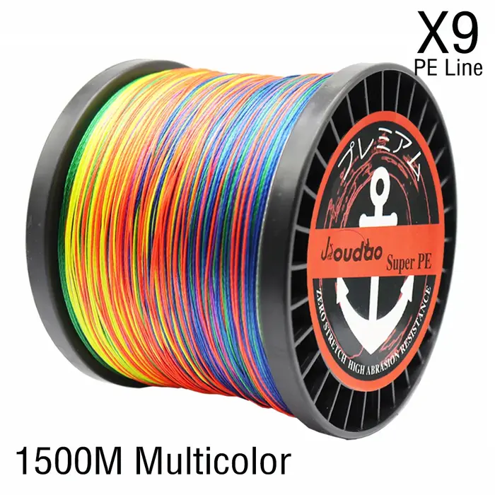 Ligne de pêche tressée S9 à 9 brins, 1500m PE, multicolore, forte résistance, accessoire de pêche à 