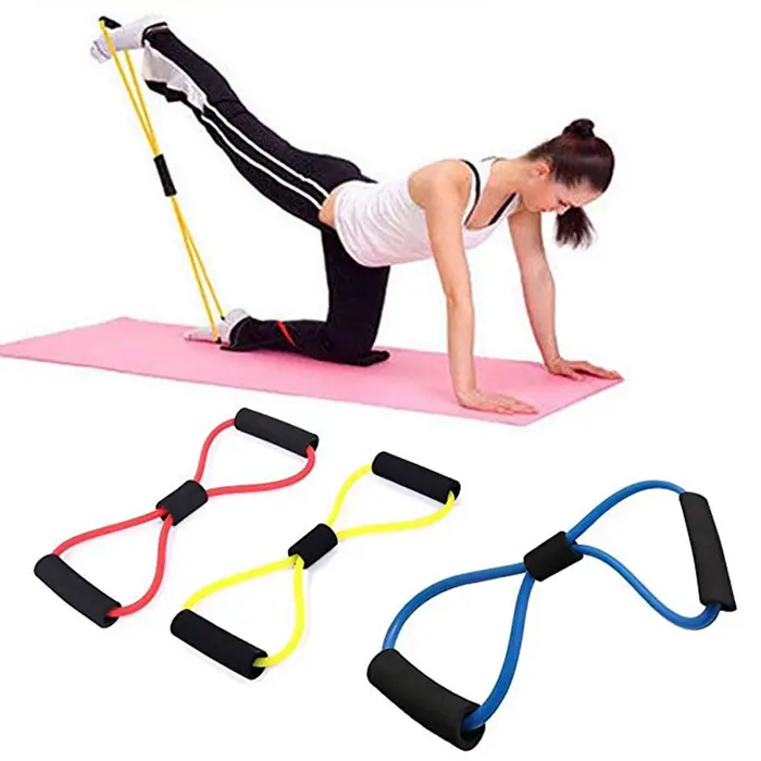 Bandes de résistance de yoga en forme de 8 pour la musculation, exercices de fitness à domicile, renforcement musculaire, stretching, entraînement cardio, adapté aux débutants et experts