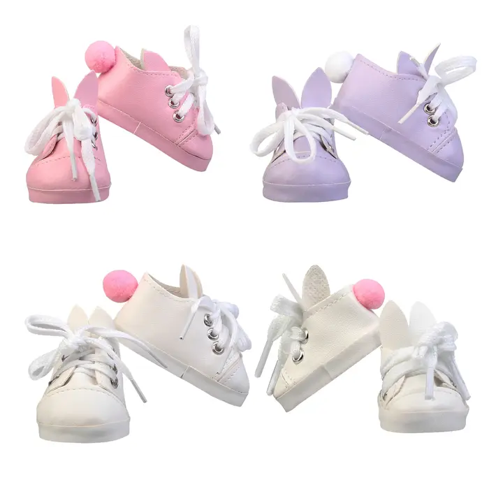 Chaussures en cuir PU lapin beurre pour 18 amaran, baskets à lacets, bébé nouveau-né et fille, brico