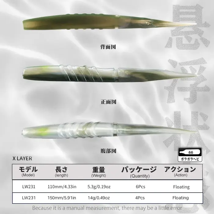 Hunthouse Xlayers leurre de pêche souple 110mm 5.3g 6 pièces 150mm 14g 4 pièces matériau en Silicone