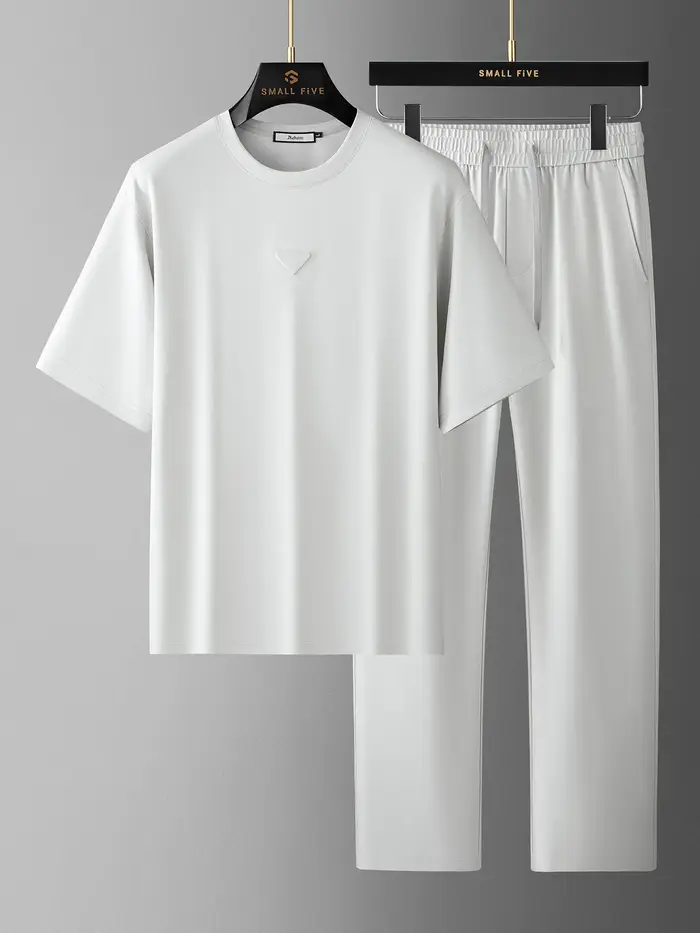 Ensemble deux pièces en coton modal doux pour homme, manches courtes, col rond, style sport décontra